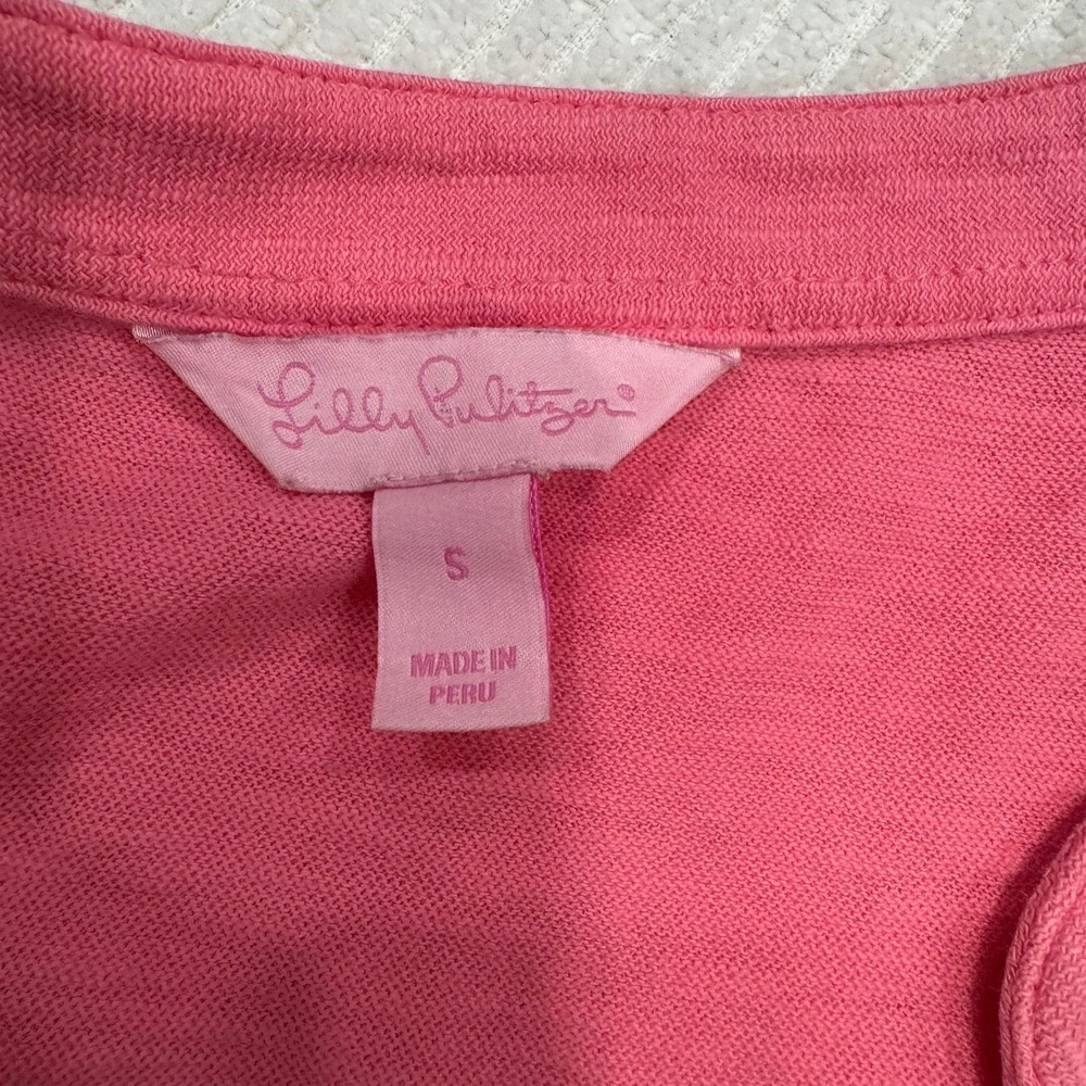 Lilly Pulitzer Pink Cotton Gold Soutache Embroidery Tunic Top Long Sleeve Small - Picture 5 of 9